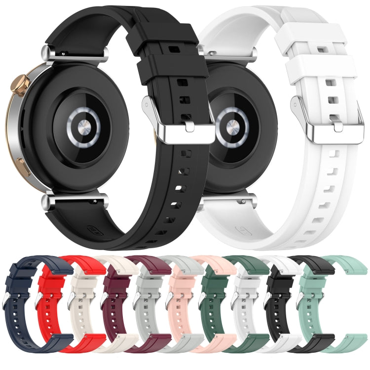 For Huawei Watch GT4 46mm Official Steps Style Silver Buckle Silicone Watch Band(Wine Red)