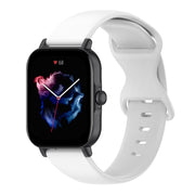 For Amazfit Active L Butterfly 8-shaped Buckle Silicone Watch Band(White)