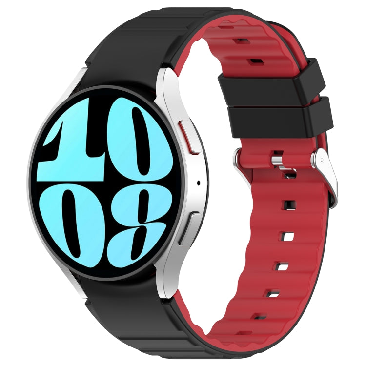 For Samsung Galaxy Watch 6 Classic Two Color Horizontal Silicone Watch Band(Black Red)