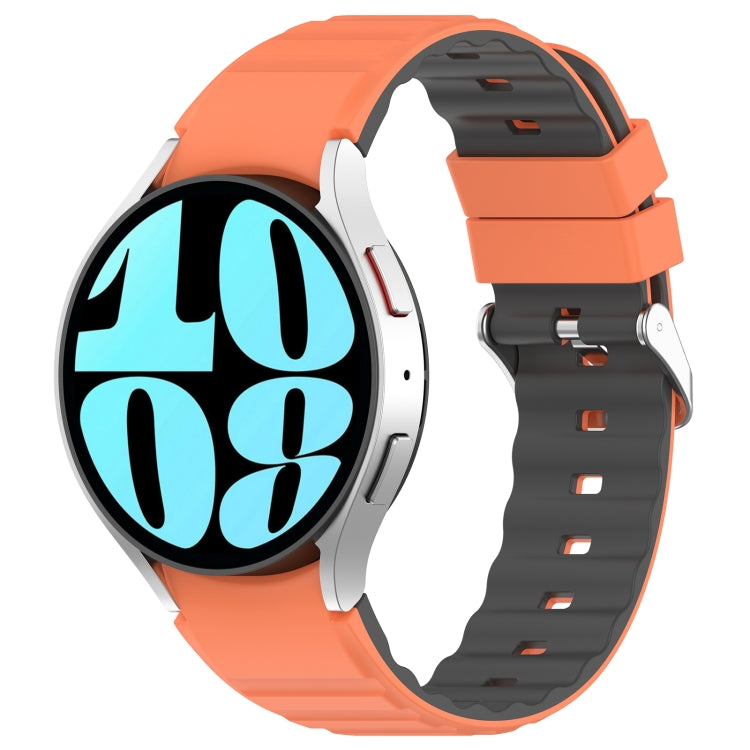 For Samsung Galaxy Watch 6 Classic Two Color Horizontal Silicone Watch Band(Orange Grey)