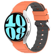 For Samsung Galaxy Watch 6 Classic Two Color Horizontal Silicone Watch Band(Orange Grey)