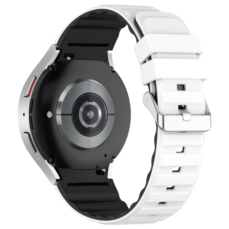 For Samsung Galaxy Watch 6 Classic Two Color Horizontal Silicone Watch Band(White Black)