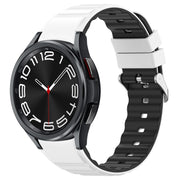 For Samsung Galaxy Watch 6 Classic Two Color Horizontal Silicone Watch Band(White Black)