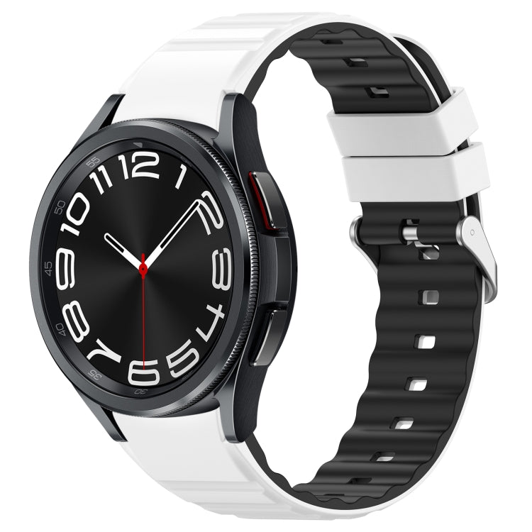 For Samsung Galaxy Watch 6 Classic Two Color Horizontal Silicone Watch Band(White Black)