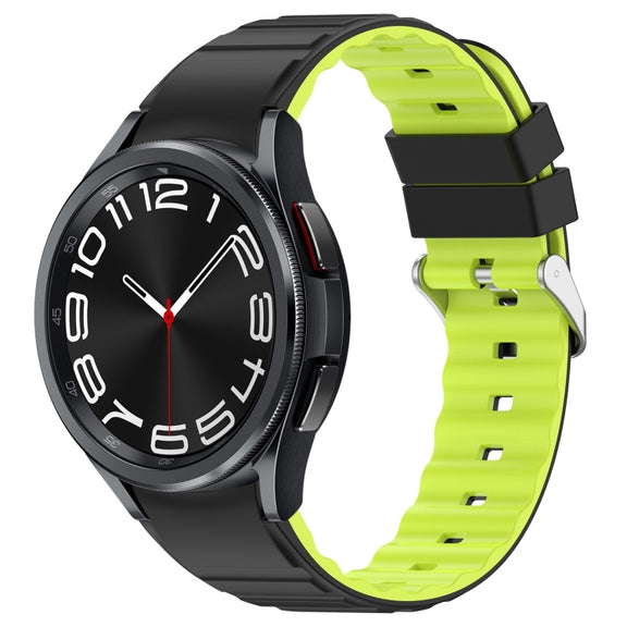For Samsung Galaxy Watch 6 Two Color Horizontal Silicone Watch Band(Black Green)