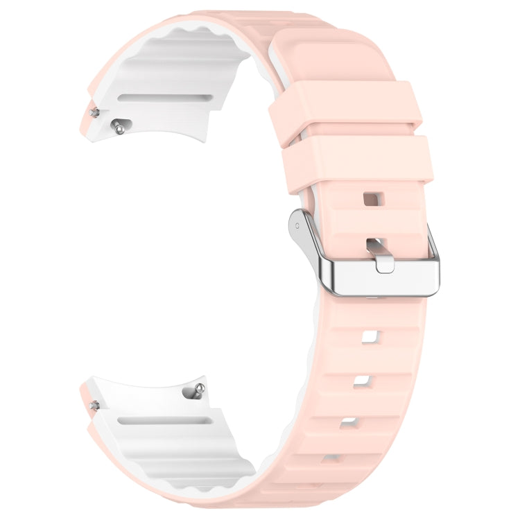 For Samsung Galaxy Watch 5 Pro Two Color Horizontal Silicone Watch Band(Pink White)
