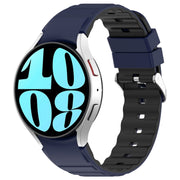 For Samsung Galaxy Watch 4 Classic 46mm Two Color Horizontal Silicone Watch Band(Blue Black)