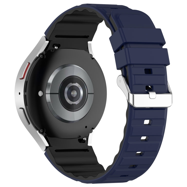 For Samsung Galaxy Watch 4 Classic 46mm Two Color Horizontal Silicone Watch Band(Blue Black)