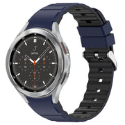For Samsung Galaxy Watch 4 Classic 46mm Two Color Horizontal Silicone Watch Band(Blue Black)