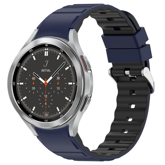 For Samsung Galaxy Watch 4 Classic 46mm Two Color Horizontal Silicone Watch Band(Blue Black)