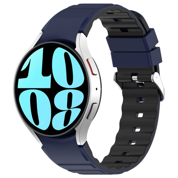 For Samsung Galaxy Watch 4 Classic 46mm Two Color Horizontal Silicone Watch Band(Blue Black)