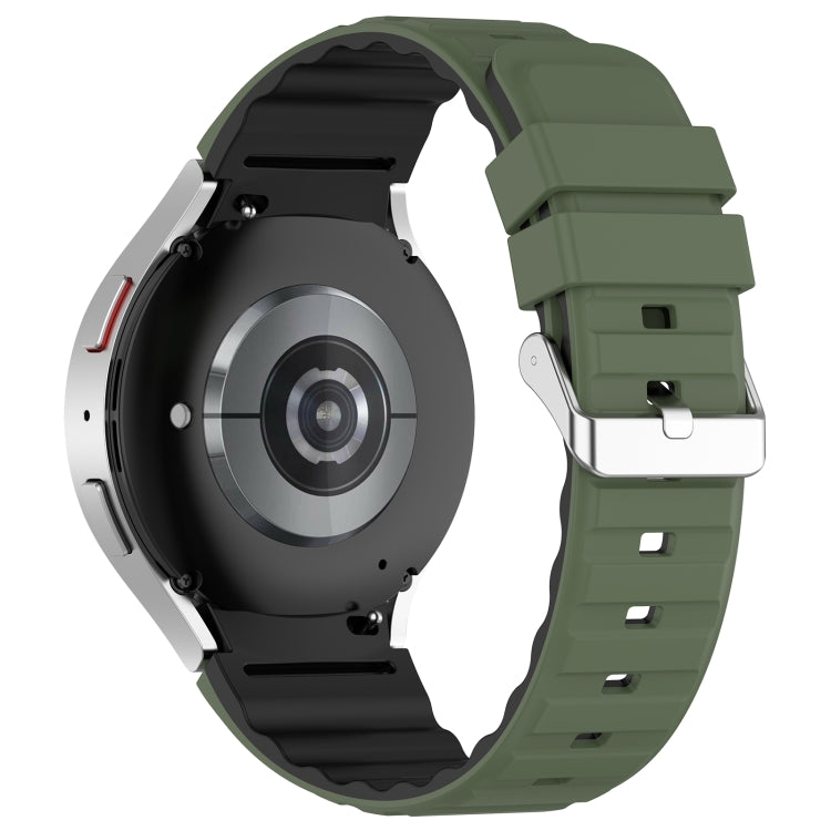 For Samsung Galaxy Watch 3 41mm Two Color Horizontal Silicone Watch Band(Olive Green Black)