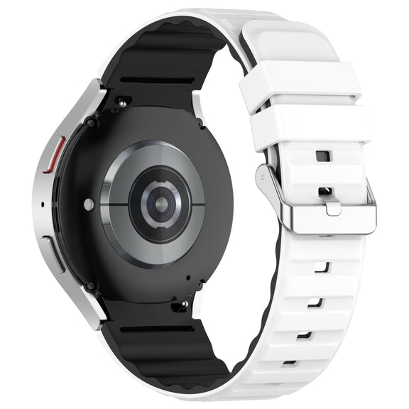 For Samsung Galaxy Watch 3 41mm Two Color Horizontal Silicone Watch Band(White Black)