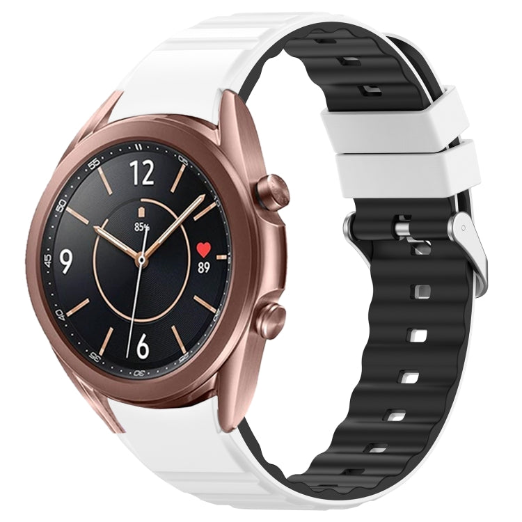 For Samsung Galaxy Watch 3 41mm Two Color Horizontal Silicone Watch Band(White Black)