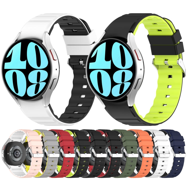 For Samsung Galaxy Watch 3 41mm Two Color Horizontal Silicone Watch Band(White Black)