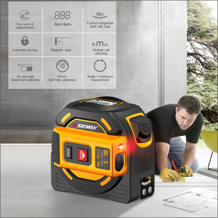 SNDWAY SW-TM40 40m Digital Range Finder Laser Distance Meter Tape Multi-function Self-Locking Hand Tool Device