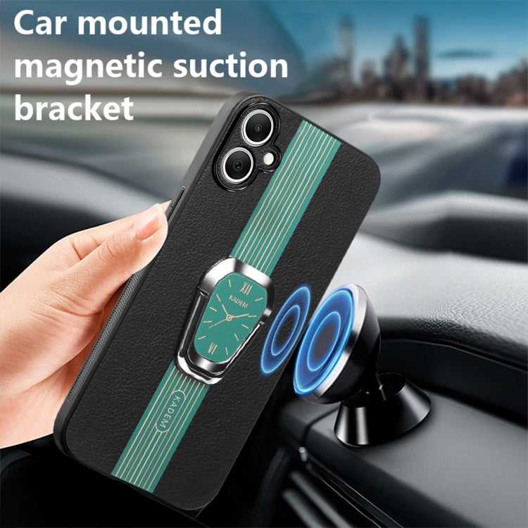 For Samsung Galaxy A04e Magnetic Litchi Leather Back Phone Case with Holder(Green)