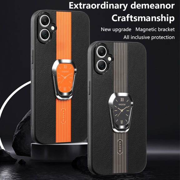 For Samsung Galaxy A04e Magnetic Litchi Leather Back Phone Case with Holder(Green)