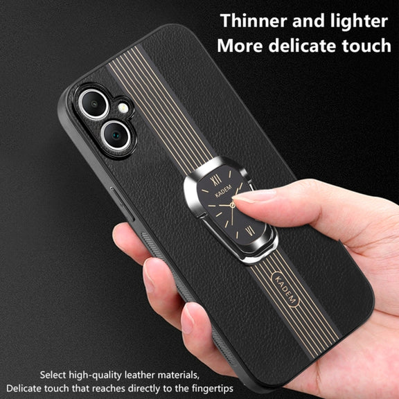 For Samsung Galaxy A04e Magnetic Litchi Leather Back Phone Case with Holder(Green)