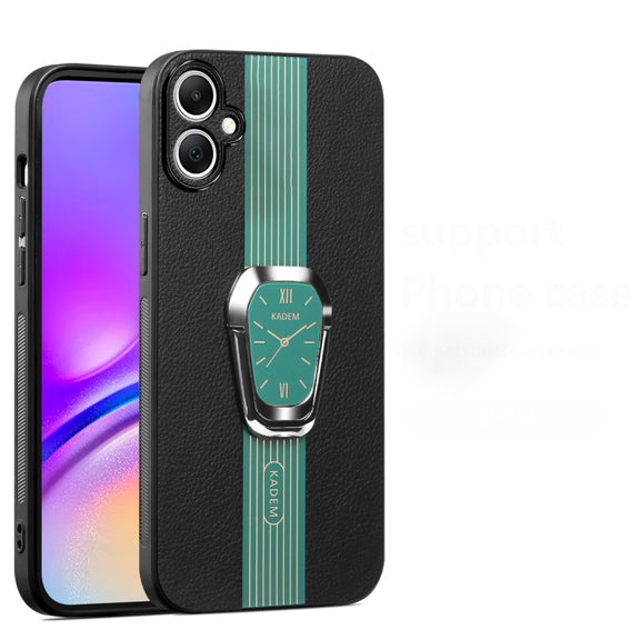 For Samsung Galaxy A04e Magnetic Litchi Leather Back Phone Case with Holder(Green)