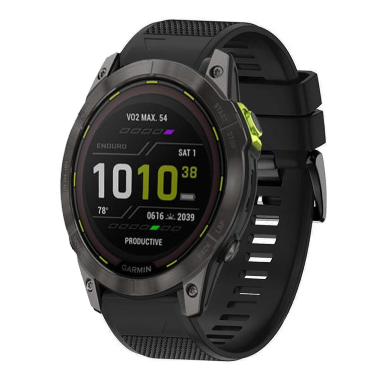Compatible with Garmin Enduro 2 26mm Quick Release Silicone Watch Band(Black)