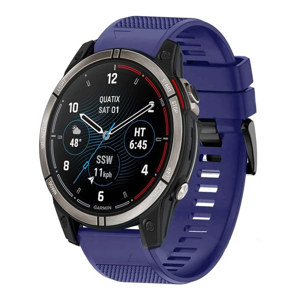 Compatible with Garmin Quatix 7 22mm Quick Release Silicone Watch Band(Midnight Blue)