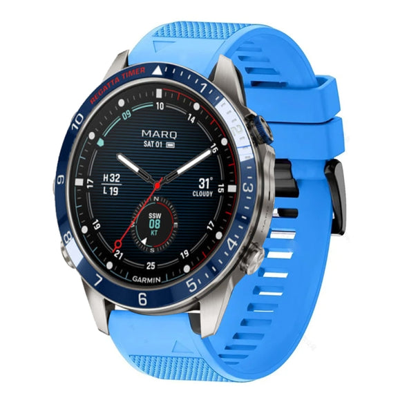 Compatible with Garmin MARQ Captain Gen 2 22mm Quick Release Silicone Watch Band(Sky Blue)