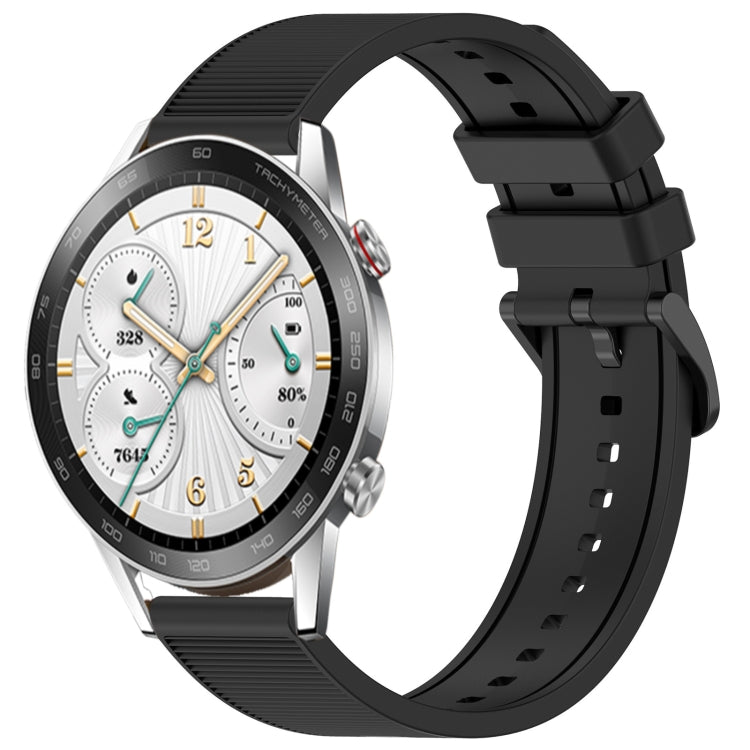 For Honor Watch GS 3i 22mm Textured Silicone Solid Color Watch Band(Black)