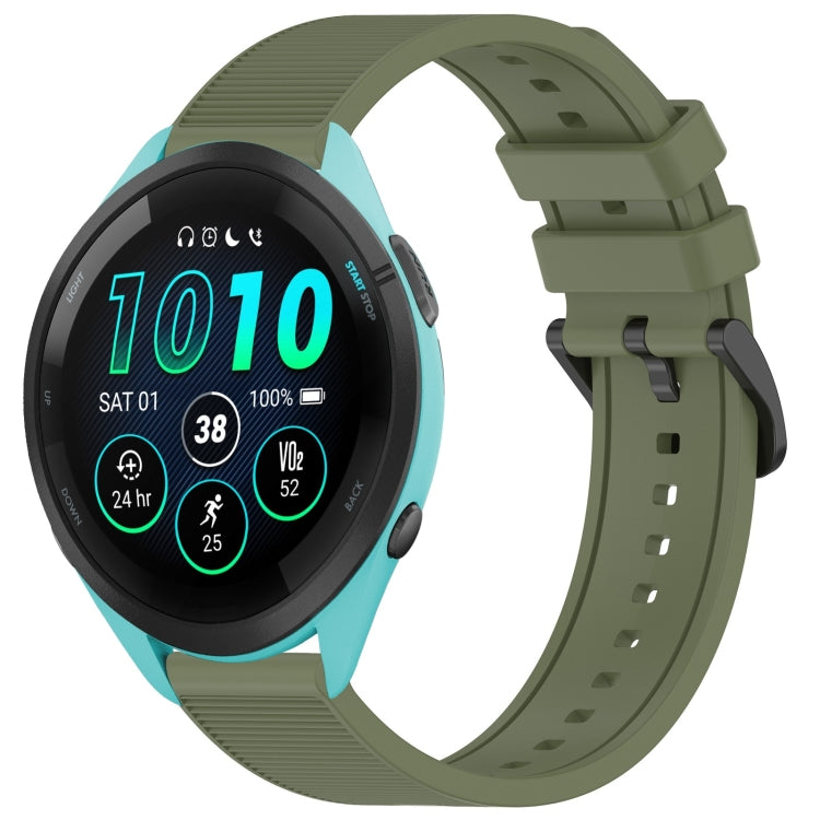 Compatible with Garmin Compatible witherunner 265 22mm Textured Silicone Solid Color Watch Band(Green)