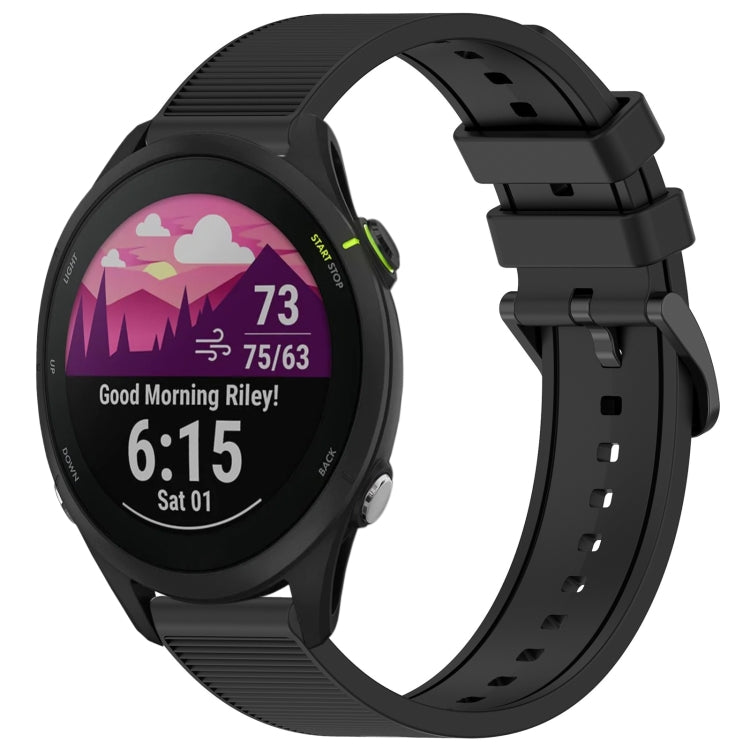 Compatible with Garmin Compatible witherunner 255 Music 22mm Textured Silicone Solid Color Watch Band(Black)