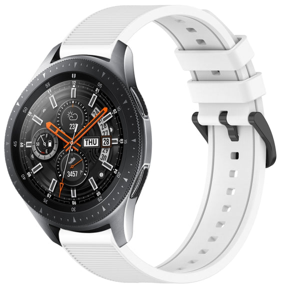 For Samsung Galaxy Watch 46mm 22mm Textured Silicone Solid Color Watch Band(White)