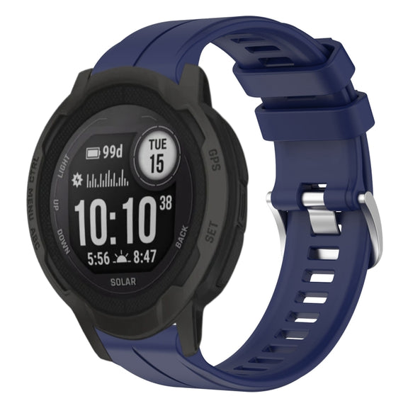 Compatible with Garmin  Instinct 2 Solar Solid Color Sports Silicone Watch Band(Midnight Blue)