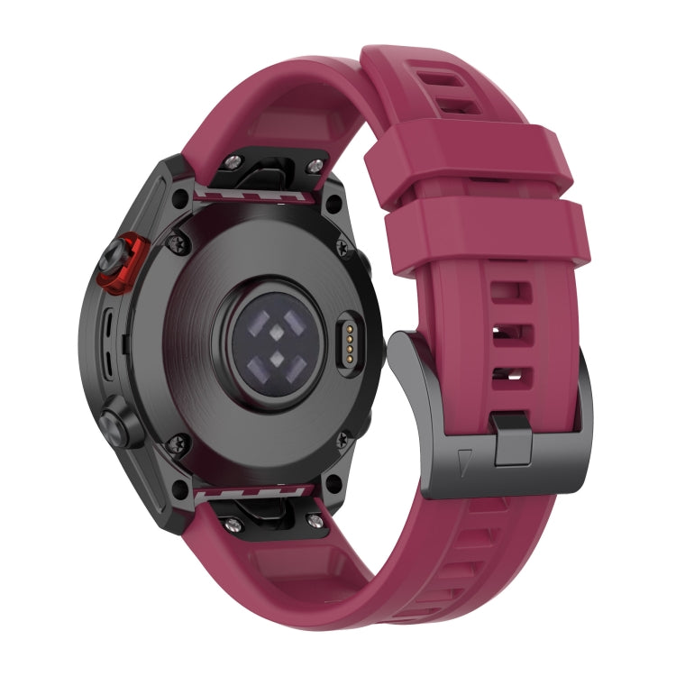 Compatible with Garmin Instinct 2 / Instinct Solid Color Black Buckle Silicone Quick Release Watch Band(Wine Red)