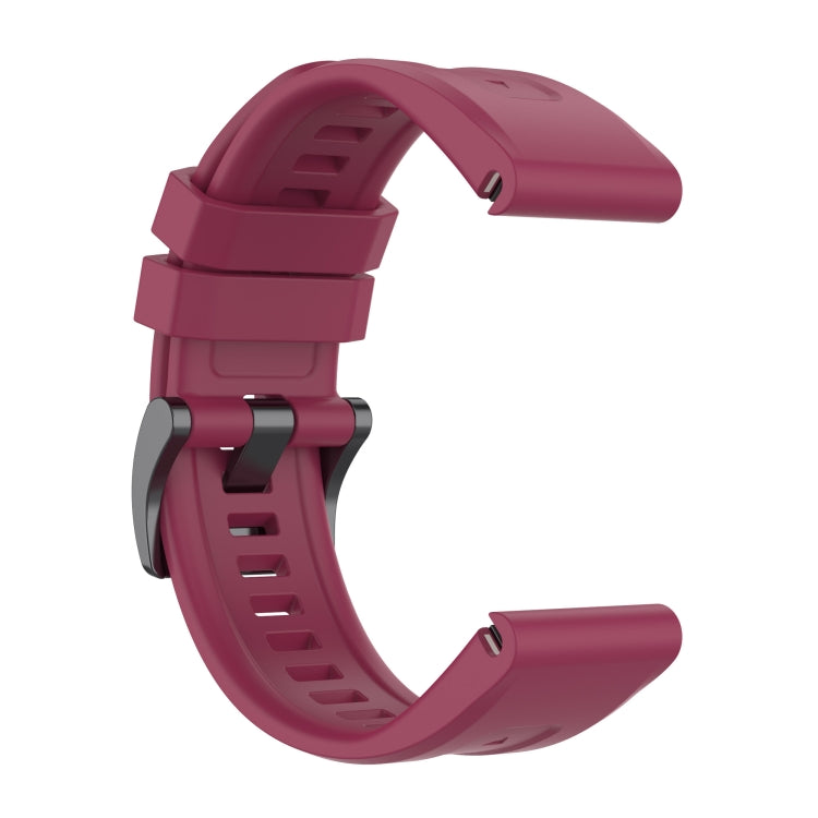 Compatible with Garmin Instinct 2 / Instinct Solid Color Black Buckle Silicone Quick Release Watch Band(Wine Red)