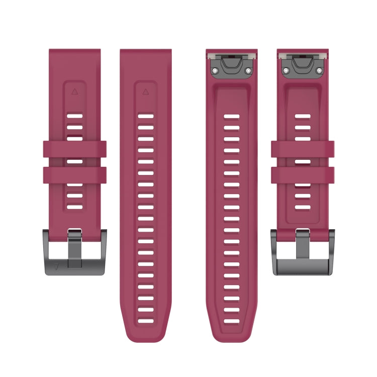Compatible with Garmin Instinct 2 / Instinct Solid Color Black Buckle Silicone Quick Release Watch Band(Wine Red)
