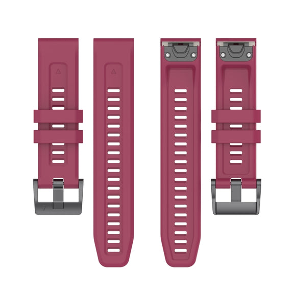 Compatible with Garmin Instinct 2 / Instinct Solid Color Black Buckle Silicone Quick Release Watch Band(Wine Red)