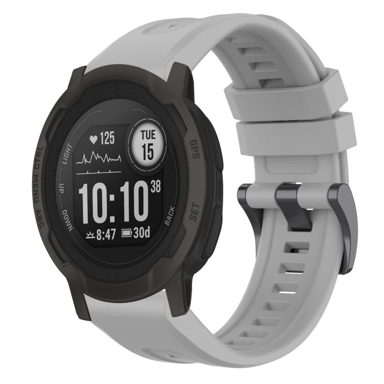 Compatible with Garmin Instinct 2 / Instinct Solid Color Black Buckle Silicone Quick Release Watch Band(Gray)