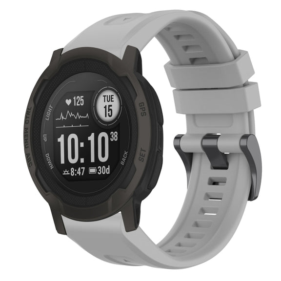 Compatible with Garmin Instinct 2 / Instinct Solid Color Black Buckle Silicone Quick Release Watch Band(Gray)