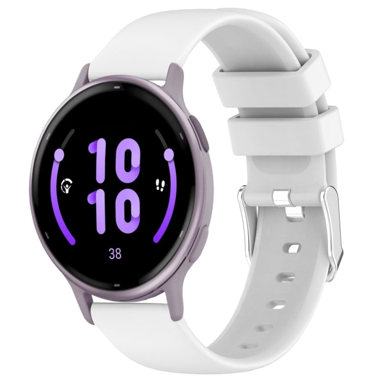 Compatible with Garmin Active 5 20mm Smooth Solid Color Silicone Watch Band(White)