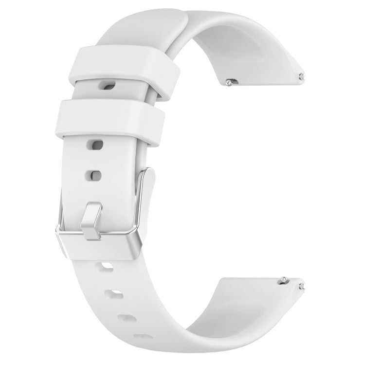 Compatible with Garmin Active 5 20mm Smooth Solid Color Silicone Watch Band(White)