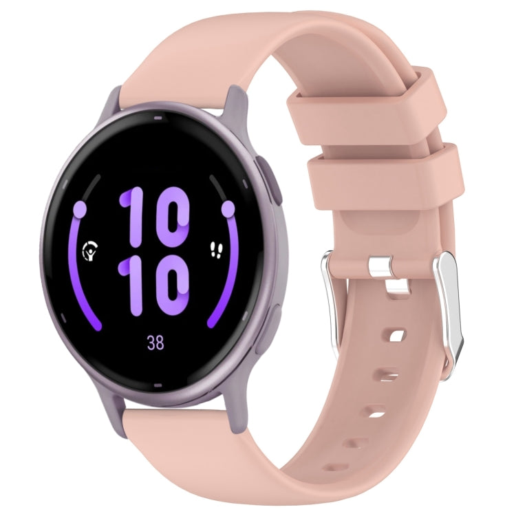 Compatible with Garmin Active 5 20mm Smooth Solid Color Silicone Watch Band(Pink)