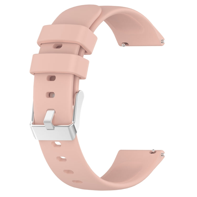 Compatible with Garmin Active 5 20mm Smooth Solid Color Silicone Watch Band(Pink)