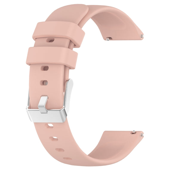 Compatible with Garmin Active 5 20mm Smooth Solid Color Silicone Watch Band(Pink)
