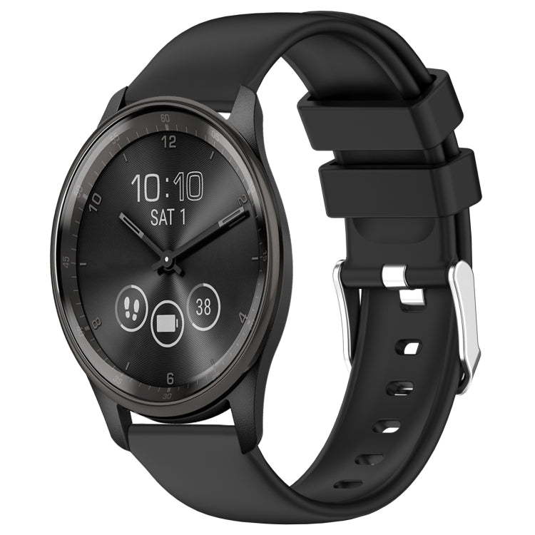 Compatible with Garmin Move Trend 20mm Smooth Solid Color Silicone Watch Band(Black)
