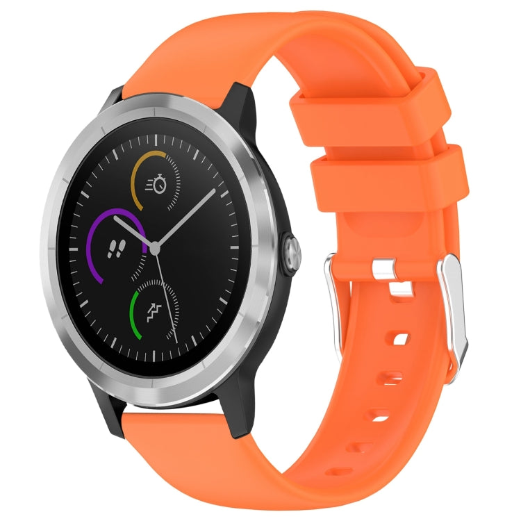 Compatible with Garmin Vivoactive 3 20mm Smooth Solid Color Silicone Watch Band(Orange)