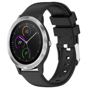 Compatible with Garmin Vivoactive 3 20mm Smooth Solid Color Silicone Watch Band(Black)