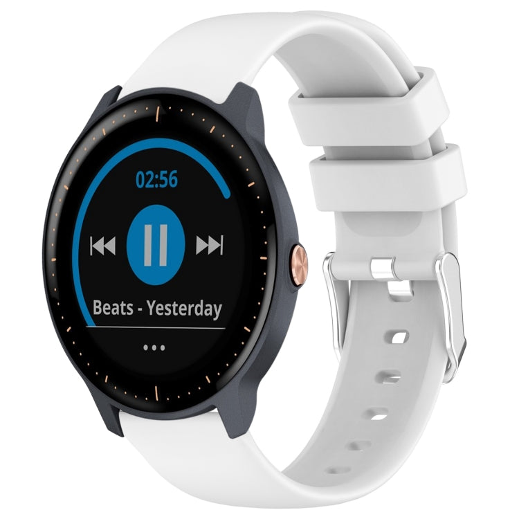 Compatible with Garmin Vivoactive3 Music 20mm Smooth Solid Color Silicone Watch Band(White)