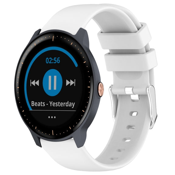 Compatible with Garmin Vivoactive3 Music 20mm Smooth Solid Color Silicone Watch Band(White)