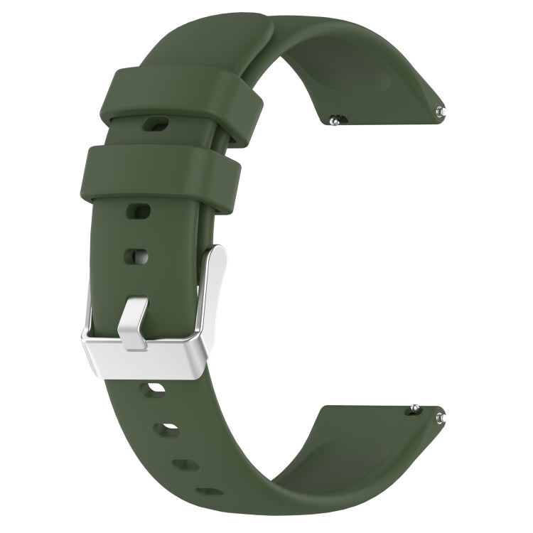 Compatible with Garmin Compatible witherunner 158 20mm Smooth Solid Color Silicone Watch Band(Army Green)