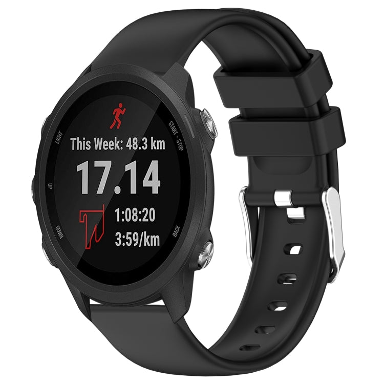 Compatible with Garmin Compatible witherunner 245 20mm Smooth Solid Color Silicone Watch Band(Black)